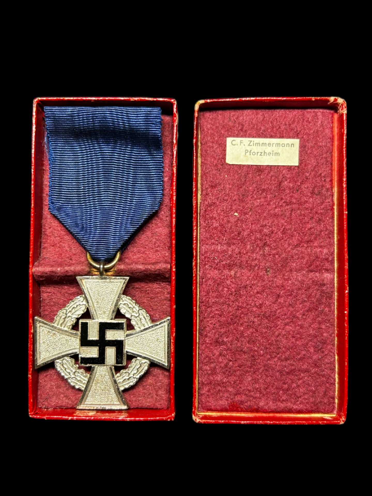 Cased German 25 Year Long Service Award C.F. Zimmerman Pforzheim
